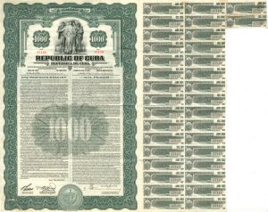Republic of Cuba - 1937 dated $1,000 Bond (Uncanceled) 